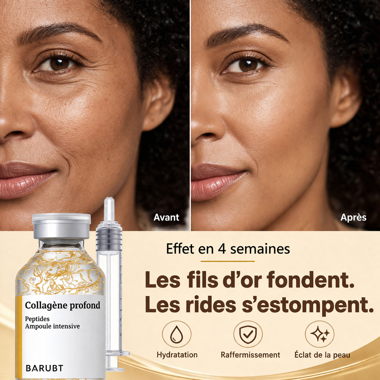 Ampoule liftante au collagène profond et aux peptides de soie-Lift Instantané et Éclat Naturel