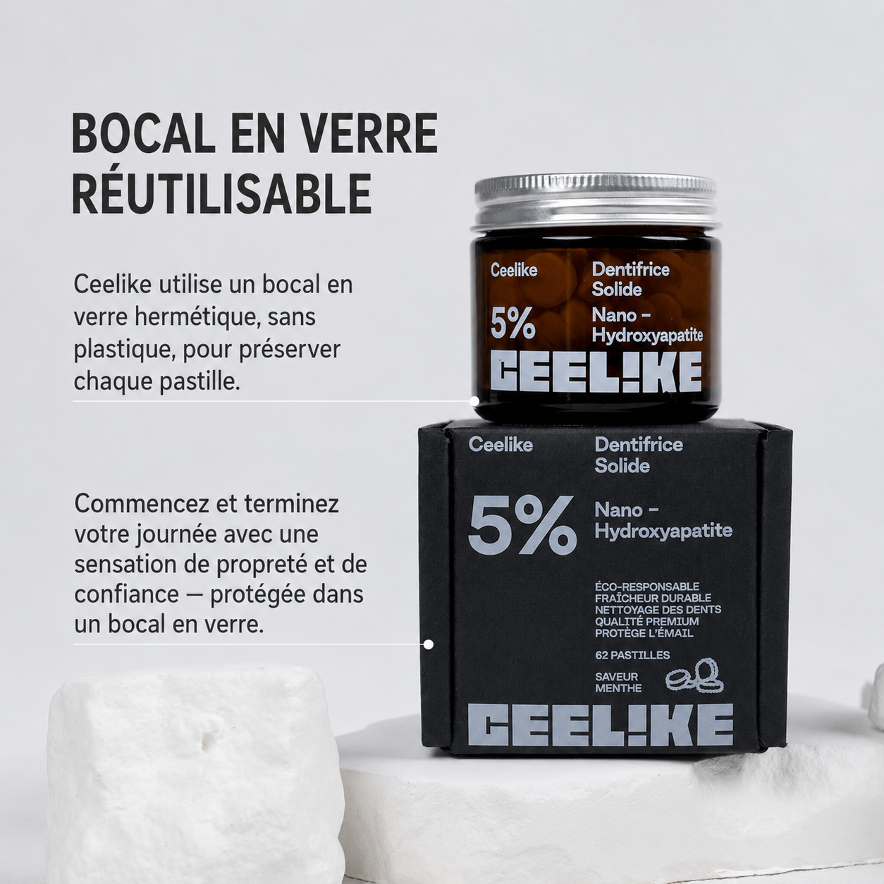 CEELIKE Comprimés de dentifrice à 5 % d'hydroxyapatite
