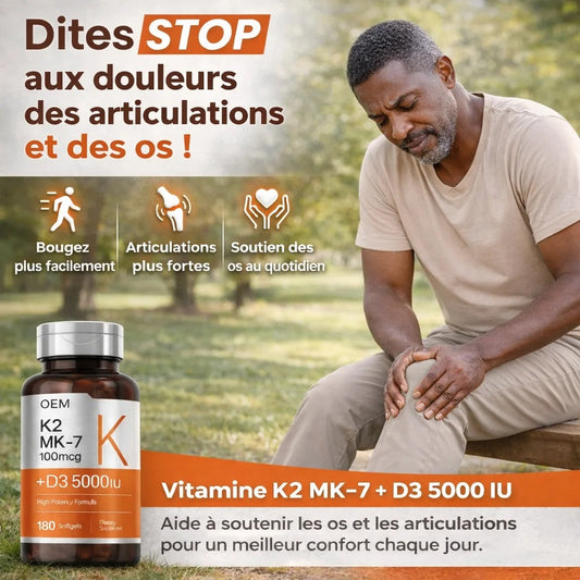 Capsules Molles pour Soutenir la Solidité des Os -Vitamine D3 + K2