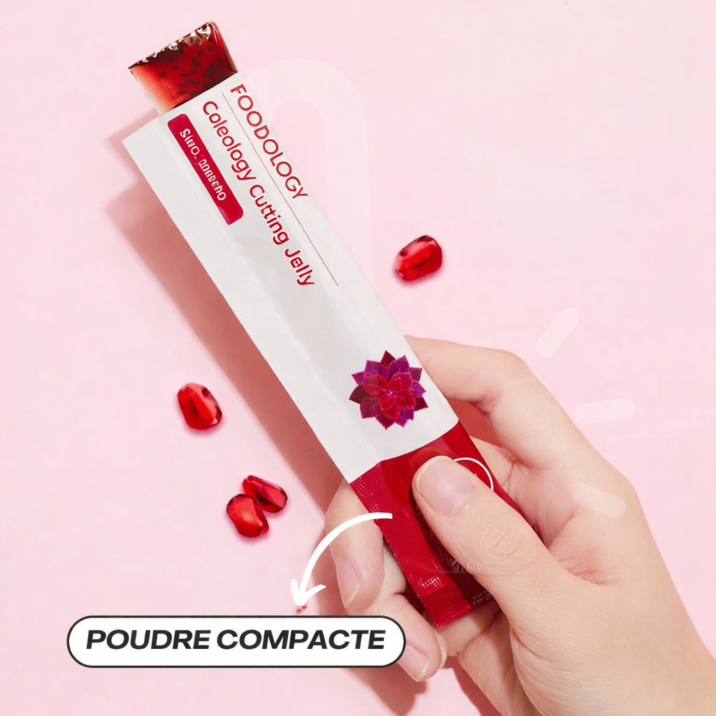 Gelée de coupe de coléologie avec graines de chia et bâtonnets de gelée au collagène