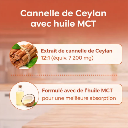 Capsules de Cannelle de Ceylan et Huile MCT- Complément Alimentaire en Gélules
