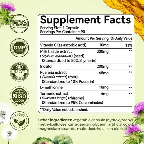 Capsules détoxifiantes au chardon marie - Soutien et nettoyage du foie