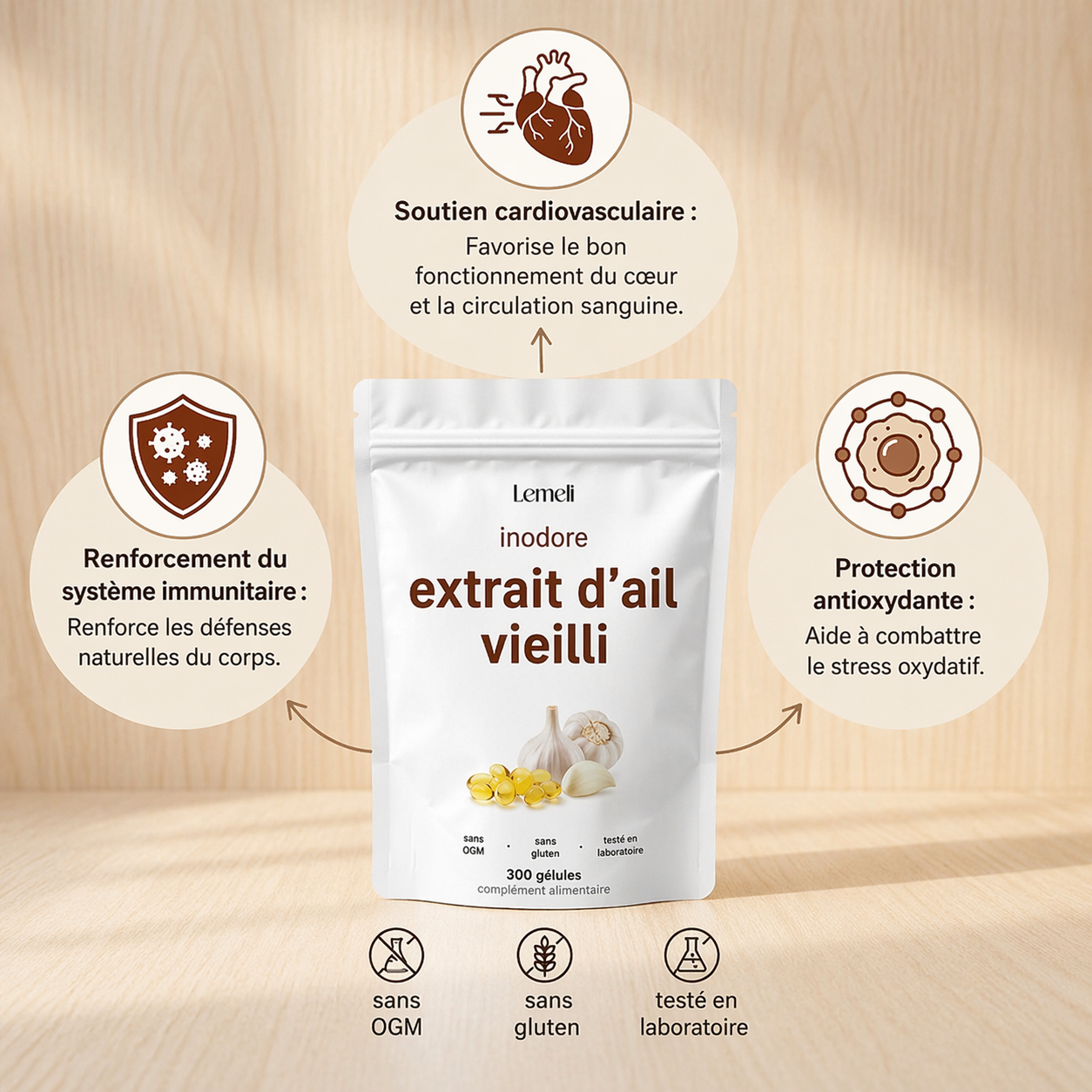 Capsules d’Ail Vieilli Inodore-Complément alimentaire pour l'équilibre du cholestérol
