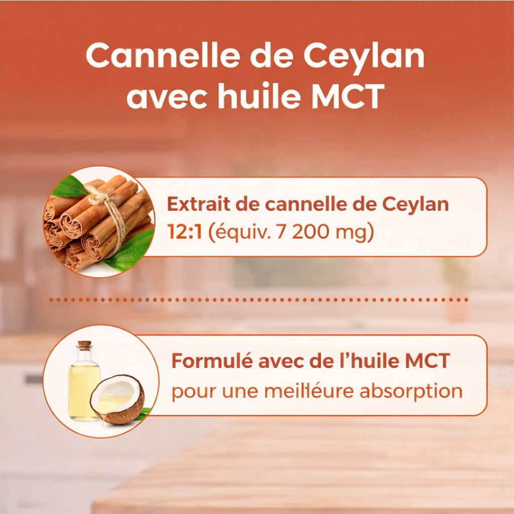 Capsules de Cannelle de Ceylan et Huile MCT- Complément Alimentaire en Gélules